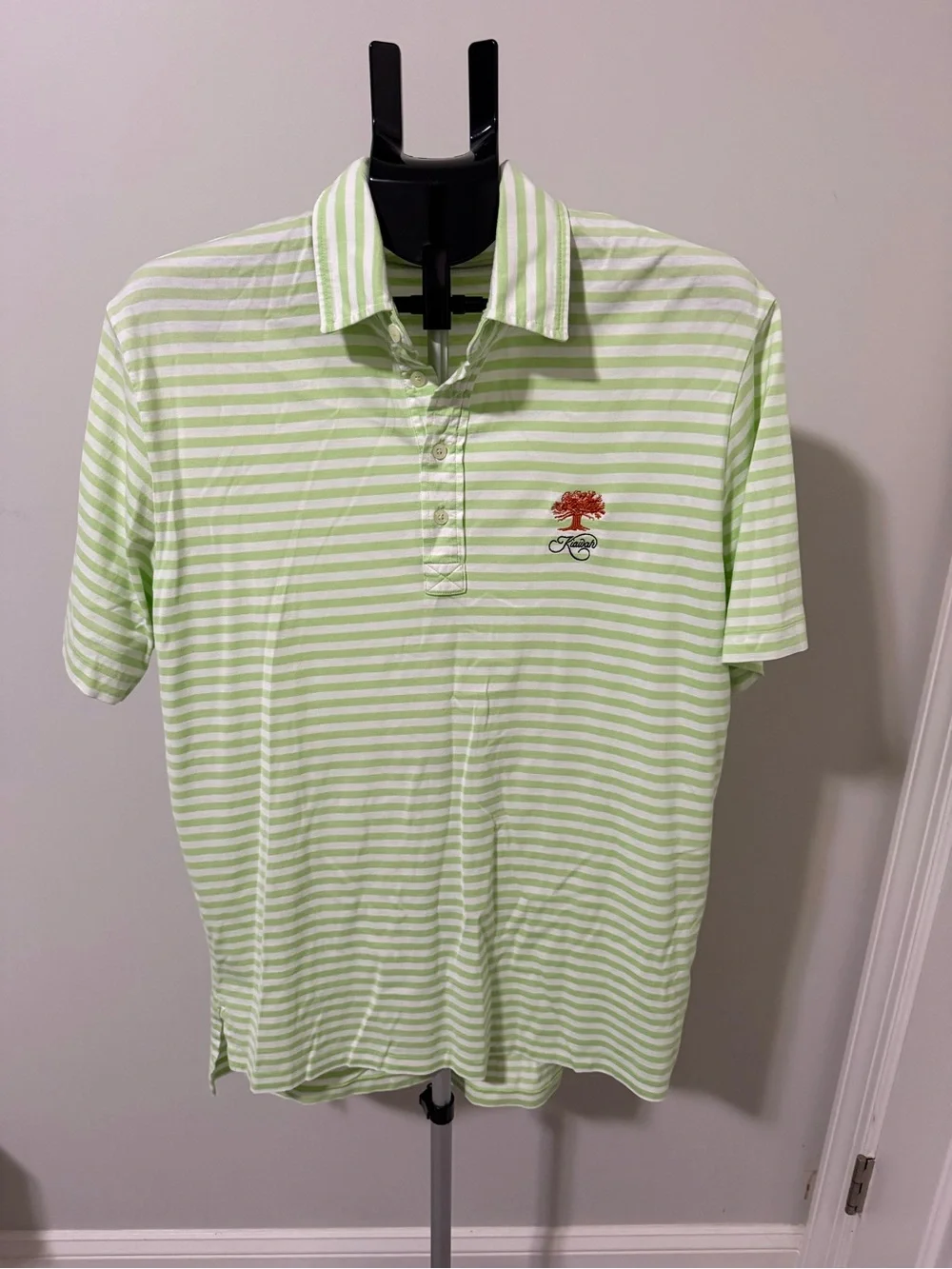 Polo Golf Ralph Lauren Kiawah Island Striped Polo Shirt Green White Cotton Large